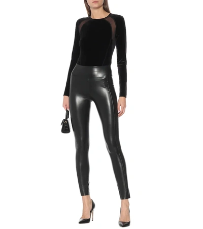 Shop Wolford Edie Faux Leather Leggings In Black