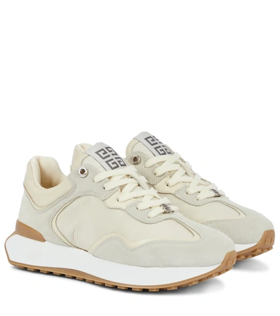 Shop Givenchy Giv Runner Leather And Suede Sneakers In White