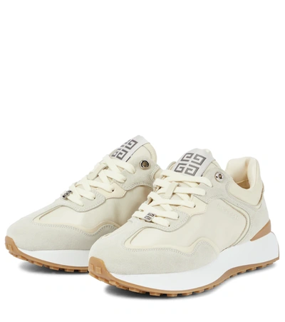 Shop Givenchy Giv Runner Leather And Suede Sneakers In White