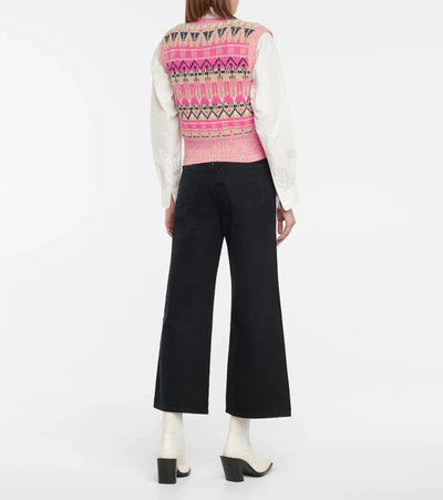 Shop Paco Rabanne Jacquard Wool-blend Sweater Vest In Multicoloured
