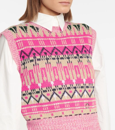 Shop Paco Rabanne Jacquard Wool-blend Sweater Vest In Multicoloured
