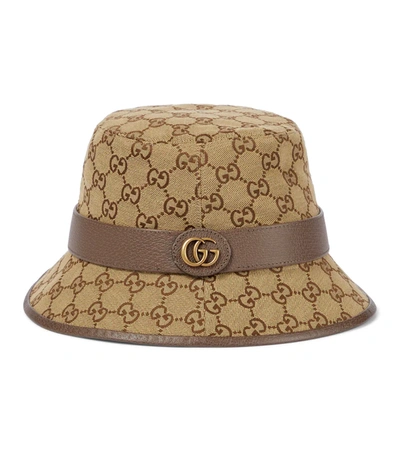Shop Gucci Gg Canvas Bucket Hat In Brown