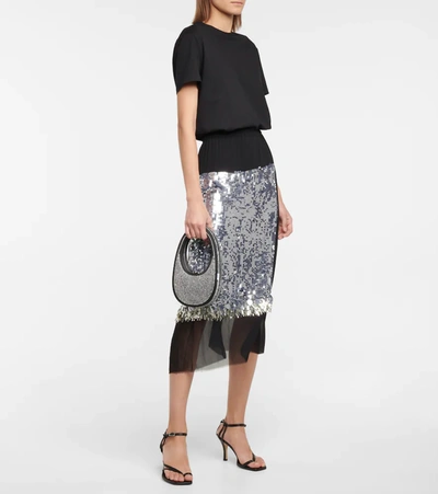 Shop Coperni Swipe Mini Embellished Shoulder Bag In Black