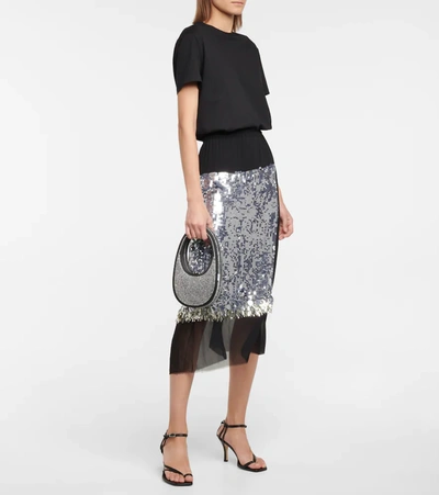 Coperni Mini Swipe Embellished Top Handle Bag In Black