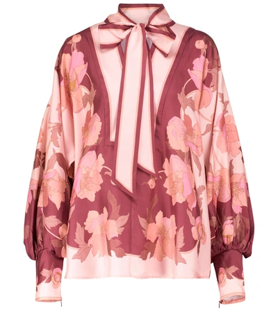 Shop Zimmermann Floral Silk Blouse In Pink