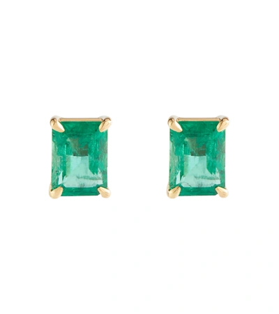 Shop Shay Jewelry Colombian 18kt Yellow Gold Earrings With Emeralds