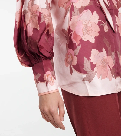 Shop Zimmermann Floral Silk Blouse In Pink