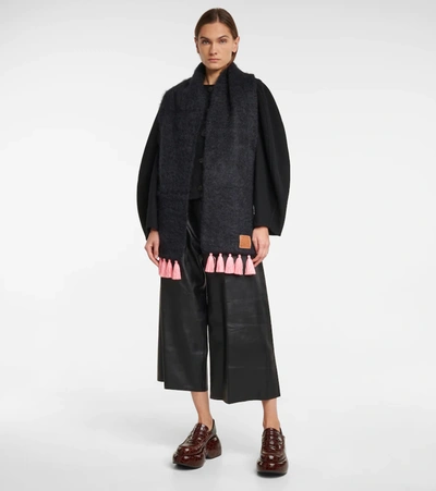 Shop Loewe Mohair And Wool-blend Scarf In Black