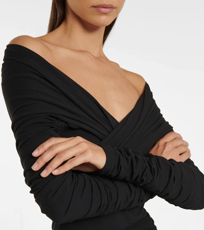 Shop Khaite Ruched Cotton Bodysuit In Black