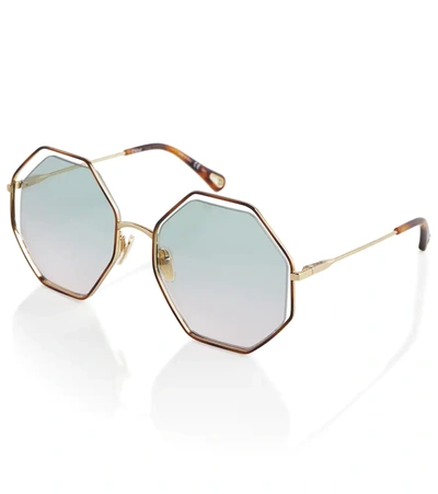 Shop Chloé Poppy Petite Octagonal Sunglasses In Brown