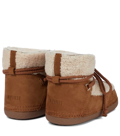 Shop Inuikii Curly Shearling And Suede Ankle Boots In Brown