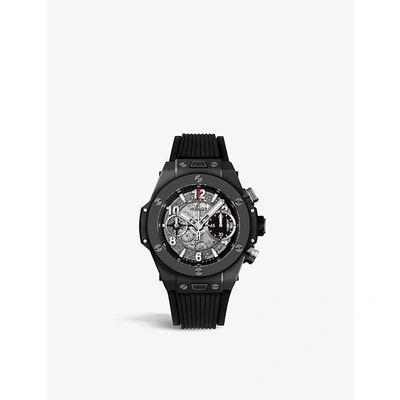 Shop Hublot 6aum05 Big Bang Unico Ceramic Sapphire Crystal Watch In Black