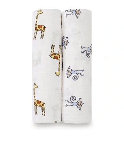 Shop Aden + Anais Jungle Jam Swaddles (set Of 2) In White