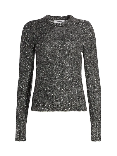 Shop Frame Puff-sleeve Sequin Sweater In Smoke Heather