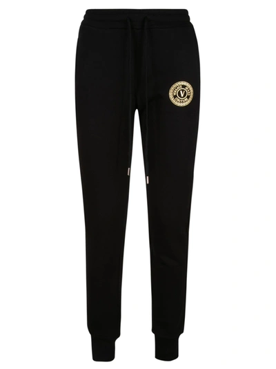 Shop Versace Jeans Couture Cotton Fleeced Brushed Track Pants In Black