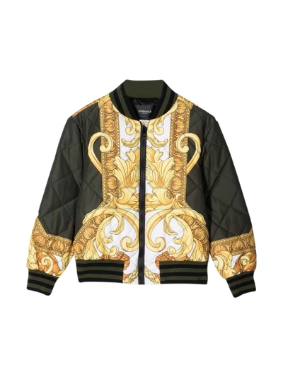Shop Versace Down Jacket With Baroque Print Kids In Multicolor