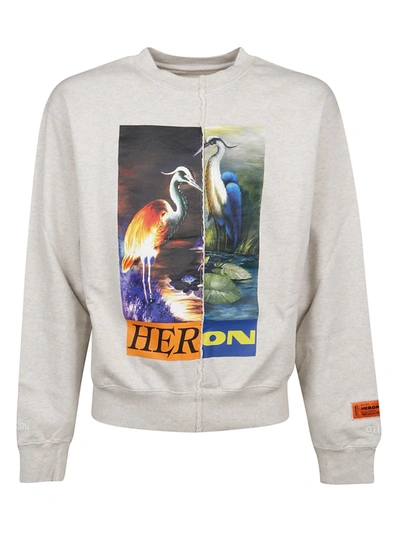Shop Heron Preston Sweatshirt Split Light Heron In Grey Melange Orange