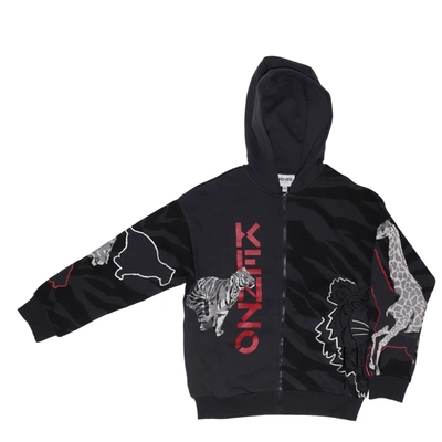 Shop Kenzo Cotton Hoodie In Dark Grey