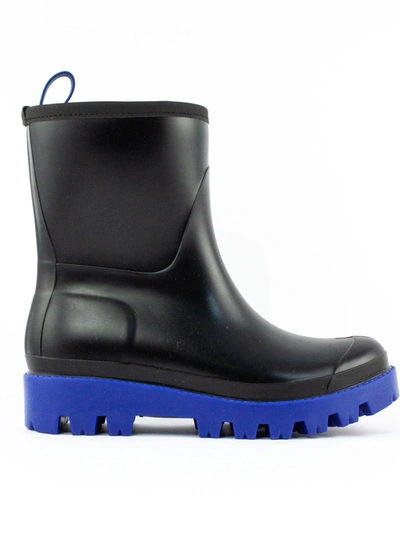 Shop Gia Borghini Black Giove Rain Boots In Nero+bluette