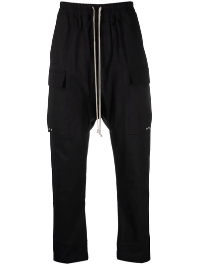Shop Rick Owens Black Stretch Cotton Trousers In Nero