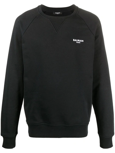 Shop Balmain Black Cotton Sweatshirt In Nero