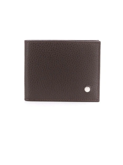 Shop Orciani Ebony Pebbled Leather Bifold Wallet In Ebano