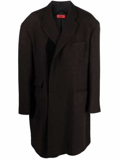 Shop Fourtwofour On Fairfax Brown Wool-cotton Blend Coat In Marrone