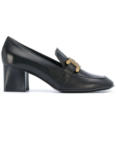 Shop Tod's Black Calf Leather Kate Pumps In Nero