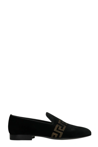 Shop Versace Loafers In Black Velvet