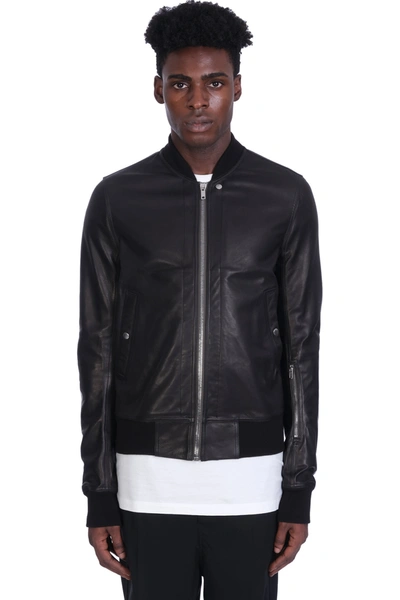 Shop Rick Owens Cropped Flight Leather Jacket In Black Leather