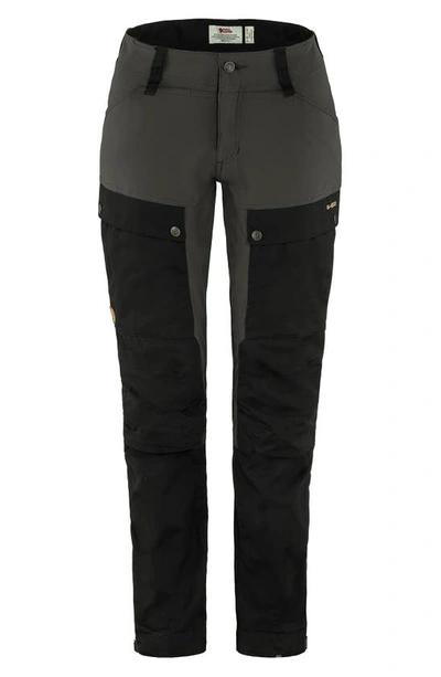 Shop Fjall Raven Keb Curved Fit Trousers In Black-stone Grey