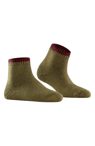 Falke Cosy Plush Short Socks In Tempered Olive