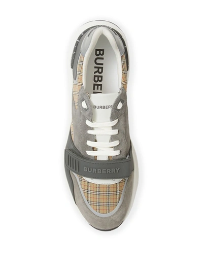 Shop Burberry Ramsey Micro Check Low Top Sneaker Archive Beige And Grey