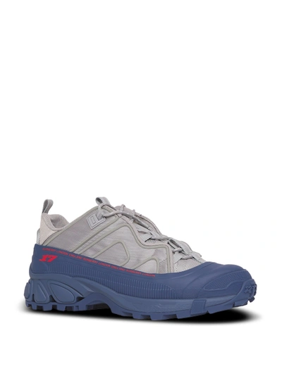 Shop Burberry Arthur Bicolor Low Top Sneakers Warm Grey And Oceanic Blue