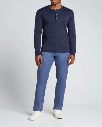 Shop Ralph Lauren Men's Long-sleeve Henley Shirt In Navy