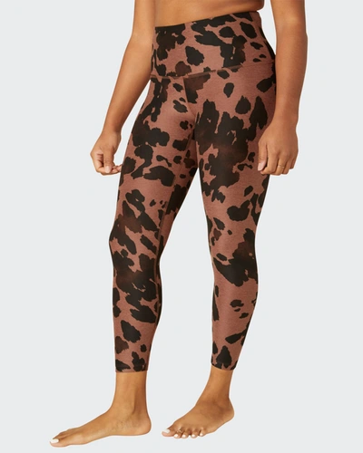 Shop Beyond Yoga Caught In The Midi Cheetah-print Leggings In Copper Cow