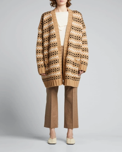 Shop Max Mara Miele Oversized Wool-cashmere Cardigan In Camel
