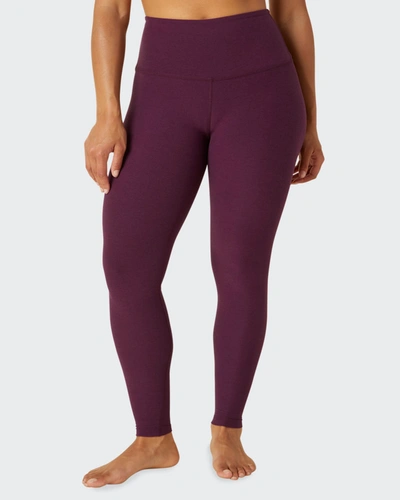 Shop Beyond Yoga Caught In The Midi High-waist Space-dye Leggings In Fig Heather