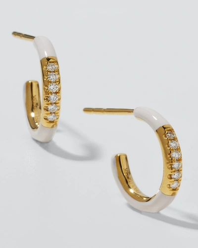 Shop Ippolita 18k Carnevale Stardust Huggie Hoop Earrings With Diamonds In White