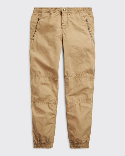 Shop Ralph Lauren Boy's Poplin Jogger Pants In Camel