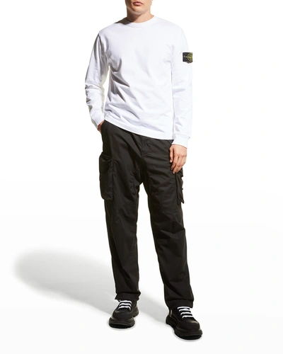 Shop Stone Island Men's Crewneck Sweatshirt With Patch In White