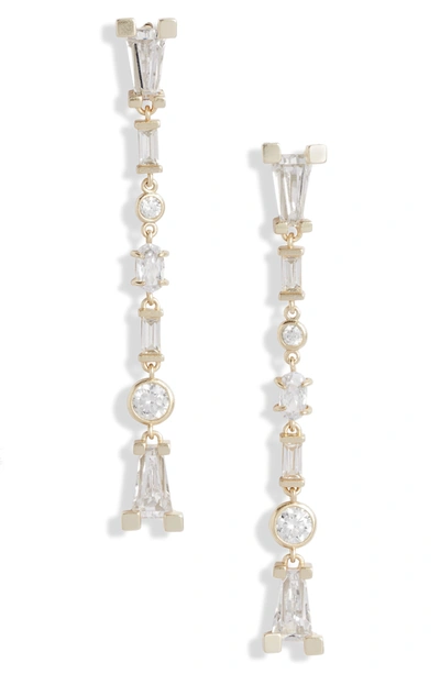 Shop Kendra Scott Rumi Linear Drop Earrings In Gold Lustre/ Glass Cz