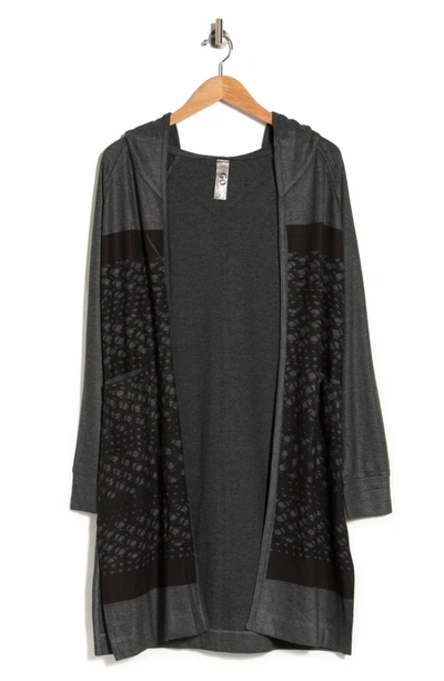 Shop Go Couture Wrap Front Cardigan In Charcoal Print 1