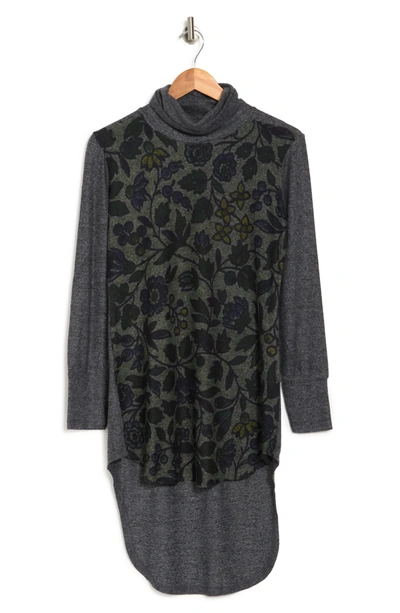 Shop Go Couture Lion Turtleneck Tunic In Charcoal Print 6