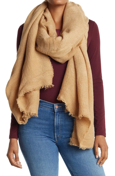 Shop Modena Oversized Pleated Blanket Scarf In Tan