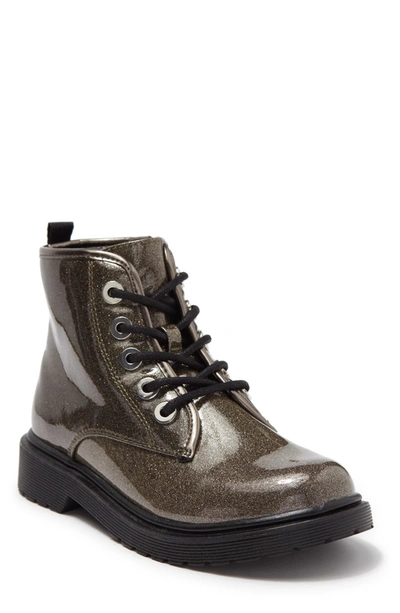 Shop Steve Madden Shortie Lace-up Bootie In Pewter Glitter