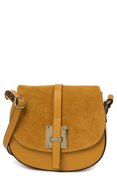 Shop Sofia Cardoni Leather & Suede Crossbody Bag In Senape