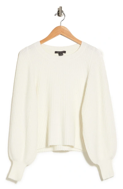 Shop French Connection Sophia Ribbed Balloon Sleeve Sweater In Winter White