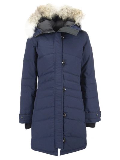 Shop Canada Goose Lorette - Parka With Hood And Fur Coat In Blue