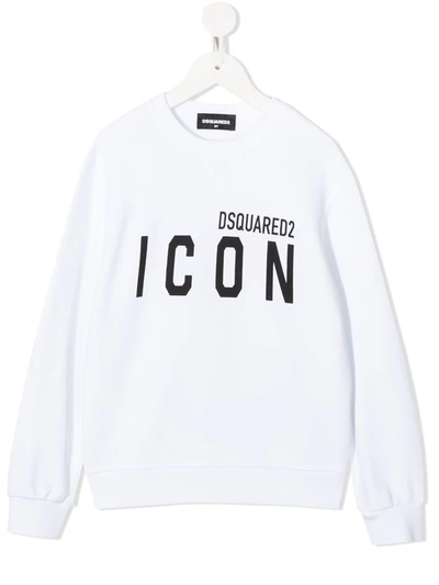 Shop Dsquared2 Logo-print Cotton Hoodie In White